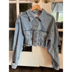 Zara Light Blue Cropped Denim Jacket Size S